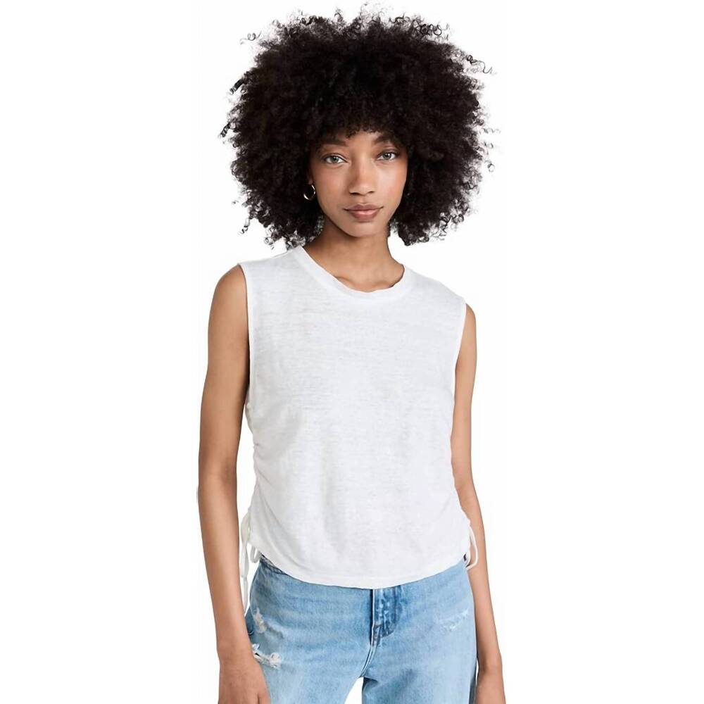 NEW FRAME side cinch muscle tee in blanc, white